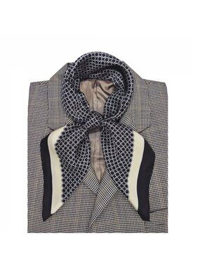 ✨Luxurious Silky Square Scarf Bandana Black Beige Geometric Chain Print Wrap New